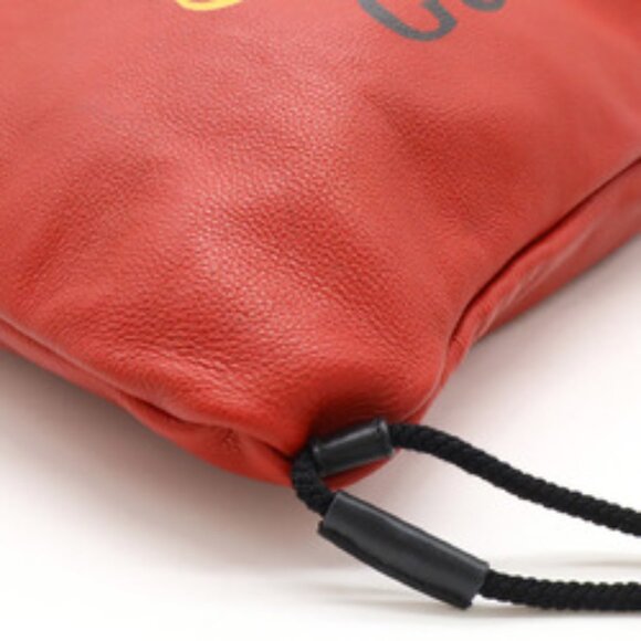 Gucci Print Drawstring Backpack Rucksack Tote Bag Leather Red Black 516639 - Picture 4 of 10
